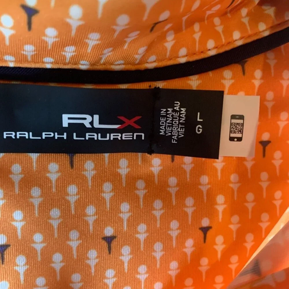 RLX Ralph Lauren Men's B&O Railroad Museum Golf Polo Shirt in Orange Size L 8971
